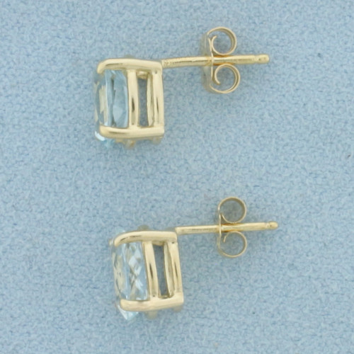 Aquamarine Stud Earrings in 14k Yellow Gold