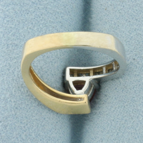 Morganite and Diamond Bypass Ring in 14k Yellow and White Gold