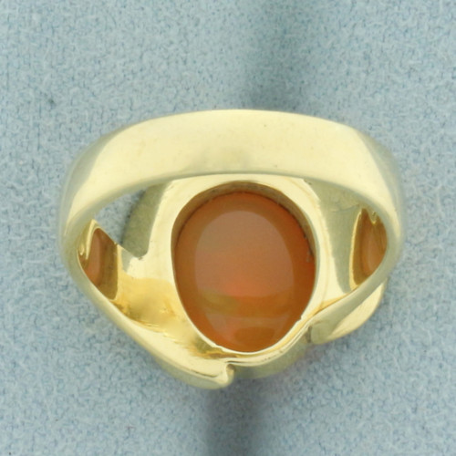 Vintage Fire Opal Solitaire Ring in 14k Yellow Gold