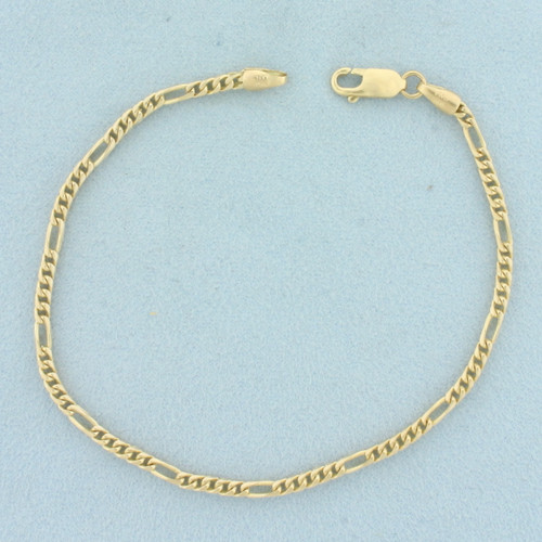 Italian 3D Figaro Link Bracelet in 14k Yellow Gold