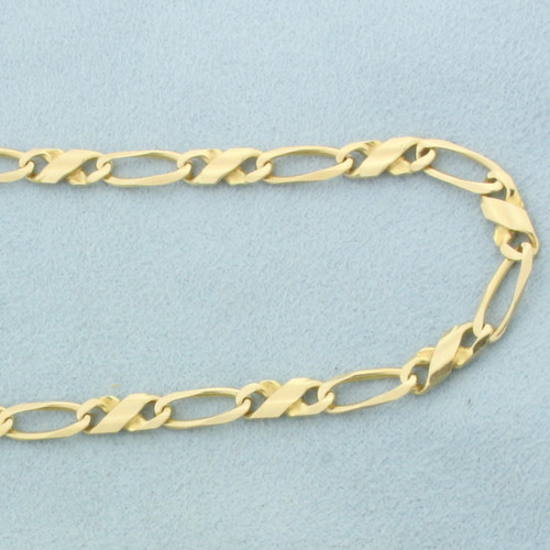 Italian 21 Inch Figaro Link Chain Necklace in 14k Yellow Gold