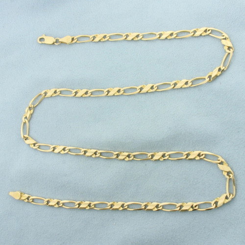 Italian 21 Inch Figaro Link Chain Necklace in 14k Yellow Gold
