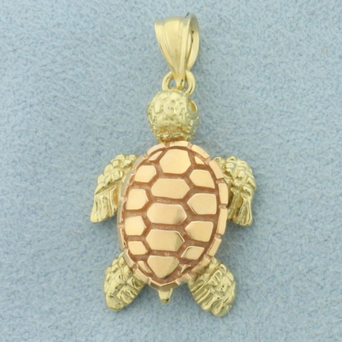 Turtle Pendant or Charm in 14k Yellow and Rose Gold