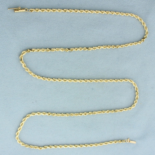 24 Inch Rope Link Chain Necklace in 14k Yellow Gold
