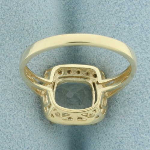 Prasiolite and Diamond Halo Ring in 14k Yellow Gold