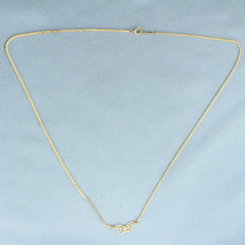 Diamond Butterfly Necklace in 14k Yellow Gold