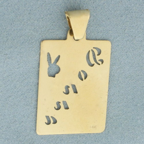 Donna Playboy Cutout Dog Tag Pendant in 14k Yellow Gold