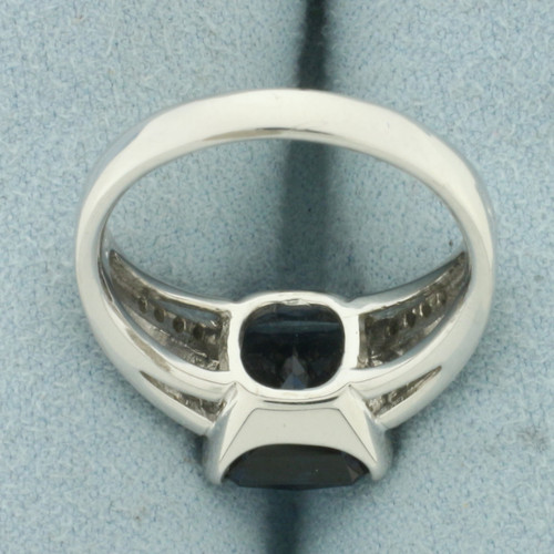 Cushion Cut Natural Spinel and Diamond Ring in 18k White Gold