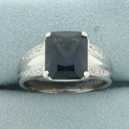 Cushion Cut Natural Spinel and Diamond Ring in 18k White Gold