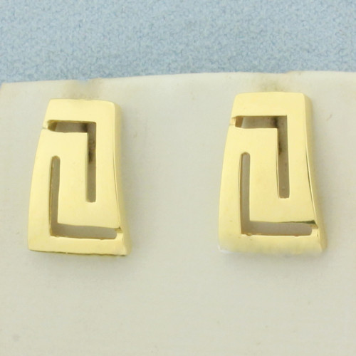 Greek Key Earrings in 18k Yellow Gold