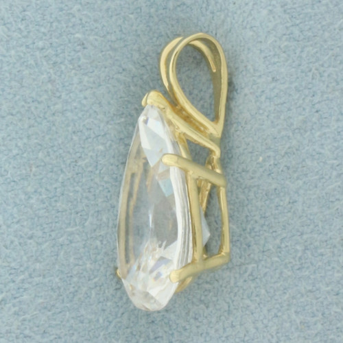 Large Pear Cut CZ Pendant in 14k Yellow Gold
