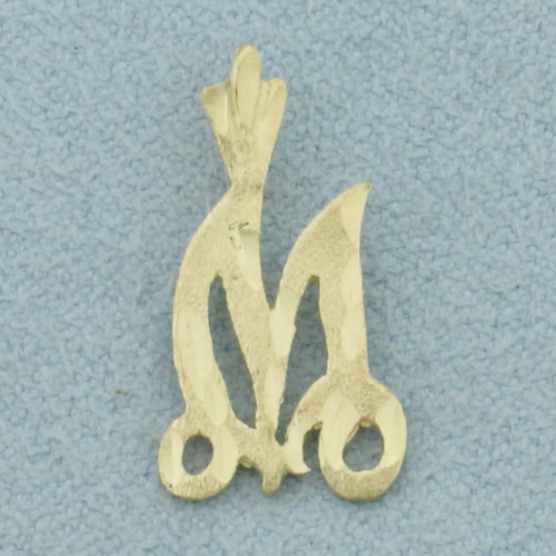 Diamond Cut M Initial Pendant in 14k Yellow Gold