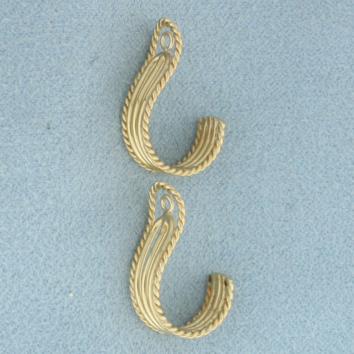 J-Hoop Rope Design Stud Earring Jacket Enhancers in 14k Yellow Gold