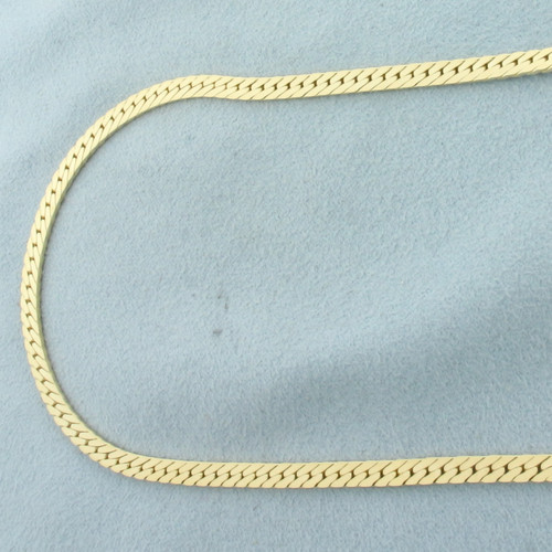15.5 Inch Choker Herringbone Link Chain Necklace  in 14k Yellow Gold