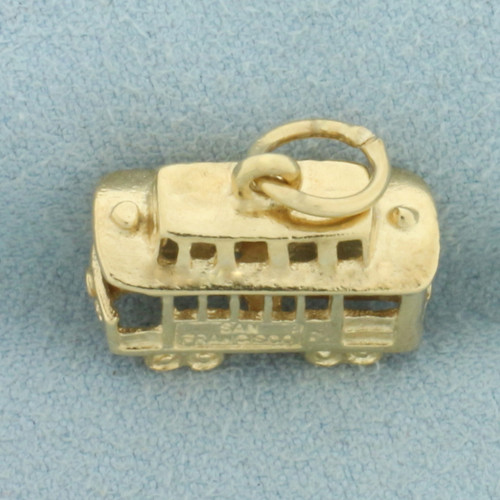 3D San Francisco Cable Car Charm in 14k Yellow Gold