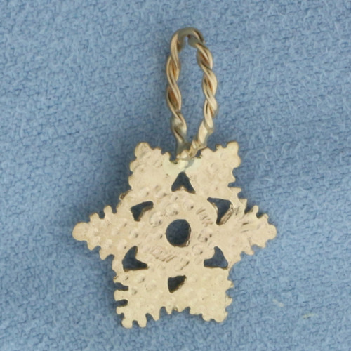 Diamond Cut Snowflake Pendant in 14k Yellow Gold