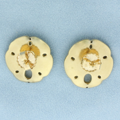 Large Sand Dollar Earrings in 14k Yellow Gold