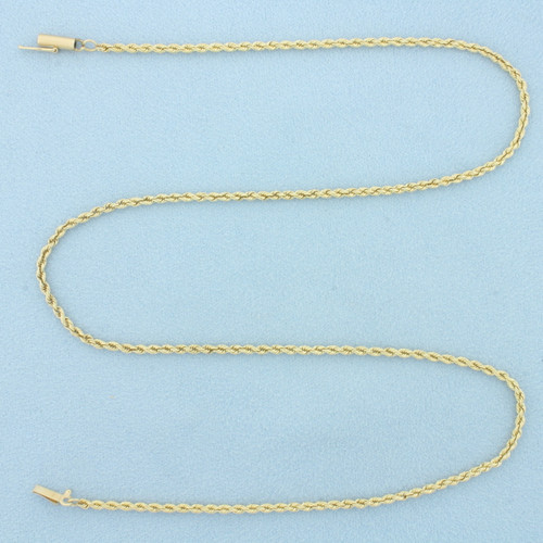 19 Inch Rope Link Chain Necklace in 14k Yellow Gold