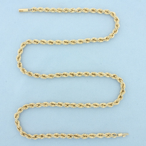 25 Inch Rope Link Chain Necklace in 10k Yellow Gold