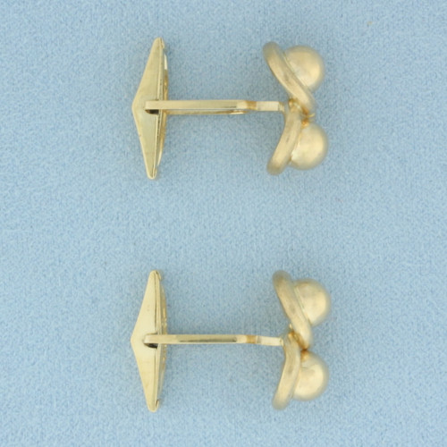 Vintage Gold Ball Infinity Design Cufflinks in 14k Yellow Gold