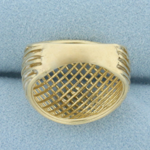 Woven Lattice Bombe Ring in 14k Yellow Gold