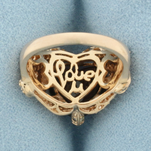 Heart Garnet and Diamond Ring in 14k Rose Gold