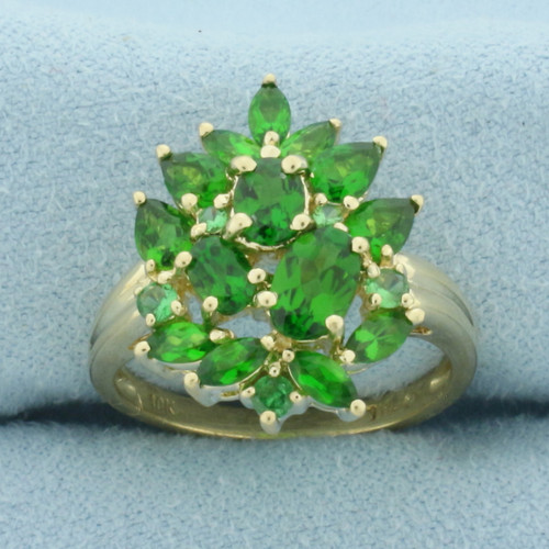 Green Garnet Ring in 10k Yellow Gold