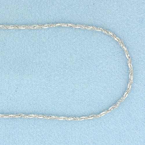 16 Inch Italian Twisting Boston Link Chain Necklace in 14k White Gold