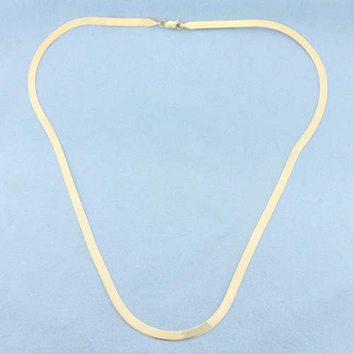 20 Inch Liquid Gold Herringbone Link Chain Necklace in 14k Yellow Gold