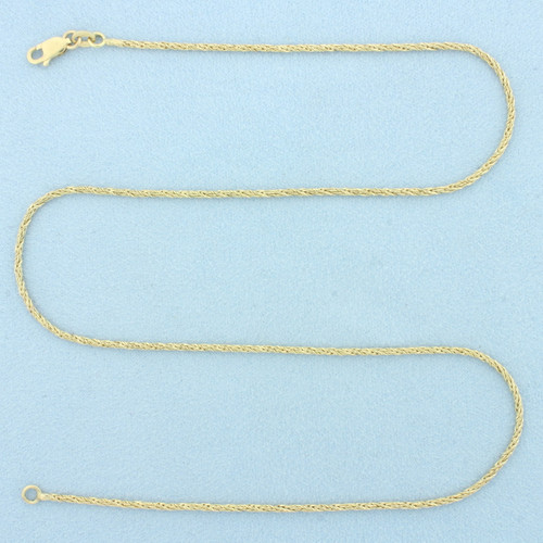 19 Inch Italian Wheat Link Chain Necklace in 14k Yellow Gold