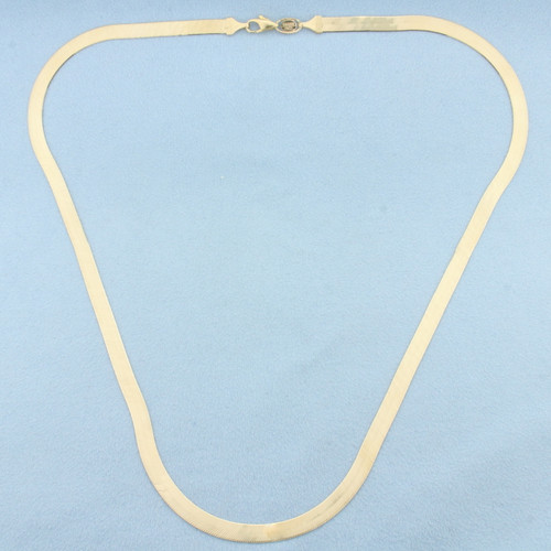 20 Inch Italian Liquid Gold Herringbone Link Chain Necklace in 14k Yellow Gold