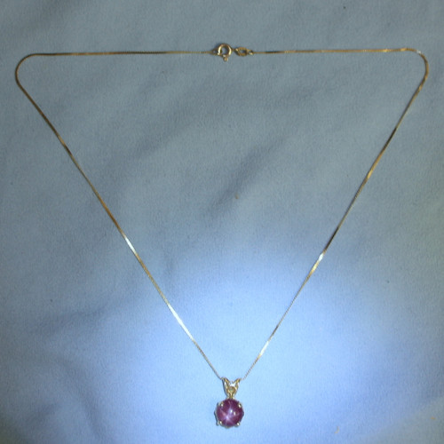 Natural Star Ruby Necklace in 14k Yellow Gold