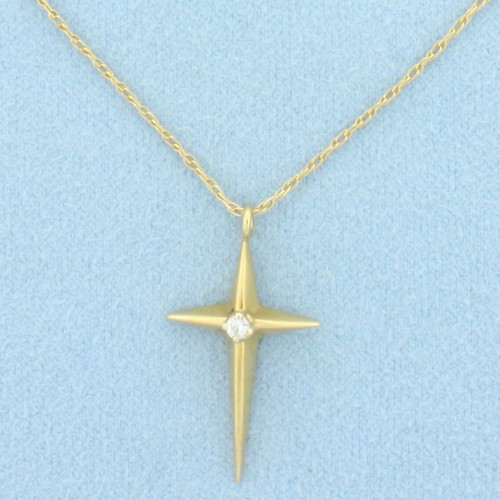 Diamond Cross Necklace in 14k Yellow Gold