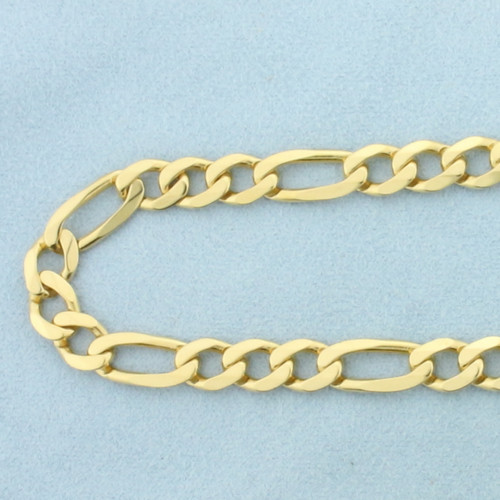 Mens 26 Inch Italian Figaro Link Chain Necklace in 14k Yellow Gold