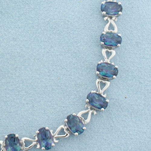 Ocean Mystic Topaz Tennis Bracelet in 10K White Gold