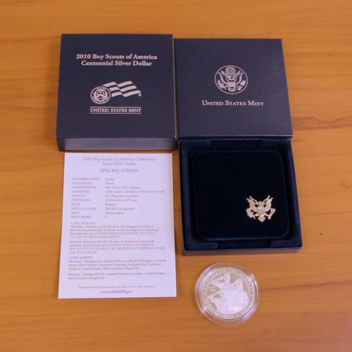 US Mint Boy Scouts of America Centennial Silver Dollar Coin OGP