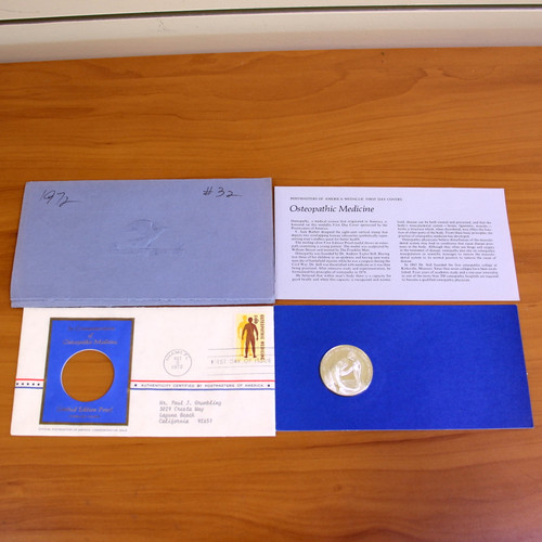 Postmasters of America Osteopathic Medicine Commemorative Proof Medal Coin COA