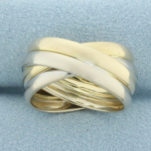 Italian Two Tone Four Band Twist Ring in 14k Yellow and White Gold