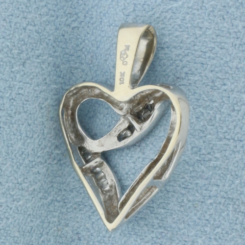 Diamond Heart Pendant in 10k White Gold