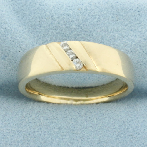 Mens Diamond Comfort Fit Wedding Band Ring in 14k Yellow Gold