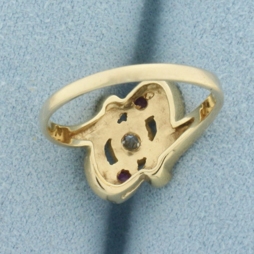 Antique Old European Cut Diamond and Ruby Ring in 14k Yellow Gold