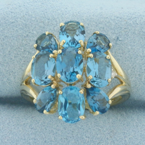 Swiss Blue Topaz Statement Ring in 10k Yellow Gold