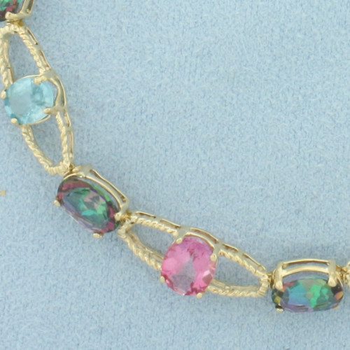 Rainbow Topaz Bracelet in 10k Yellow Gold