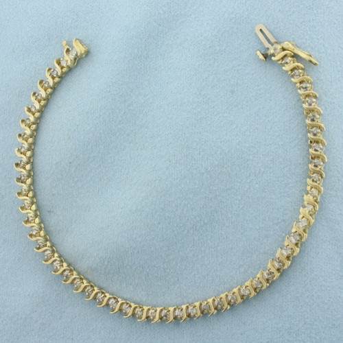 Diamond S-Link Tennis Bracelet in 14k Yellow Gold