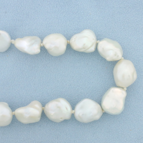 Hand Knotted Large Baroque Pearl Strand Necklace