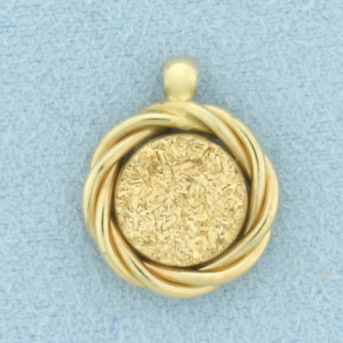 Druzy Quartz Pendant in 14k Yellow Gold