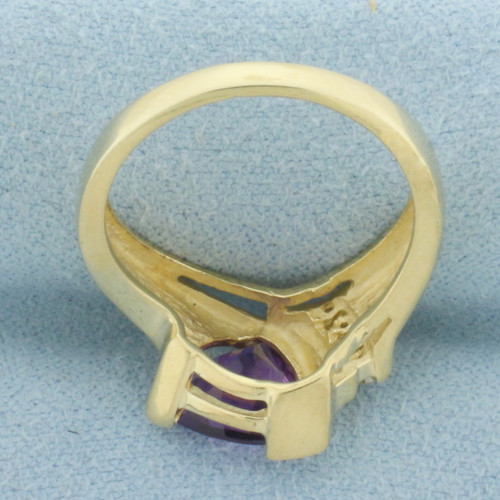 Amethyst and Diamond Ring in 14k Yellow Gold