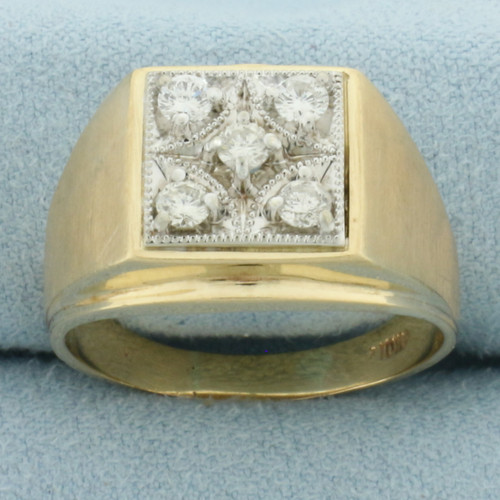 Mens Diamond Ring in 10k Yellow Gold