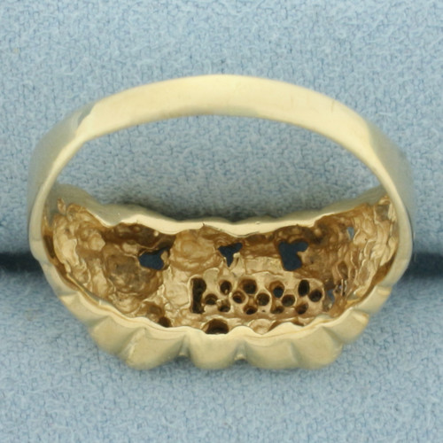 Mens Diamond Nugget Ring in14_k Yellow Gold