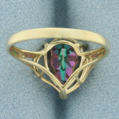 Mystic Topaz and Diamond Ring in 10k Yellow Gold